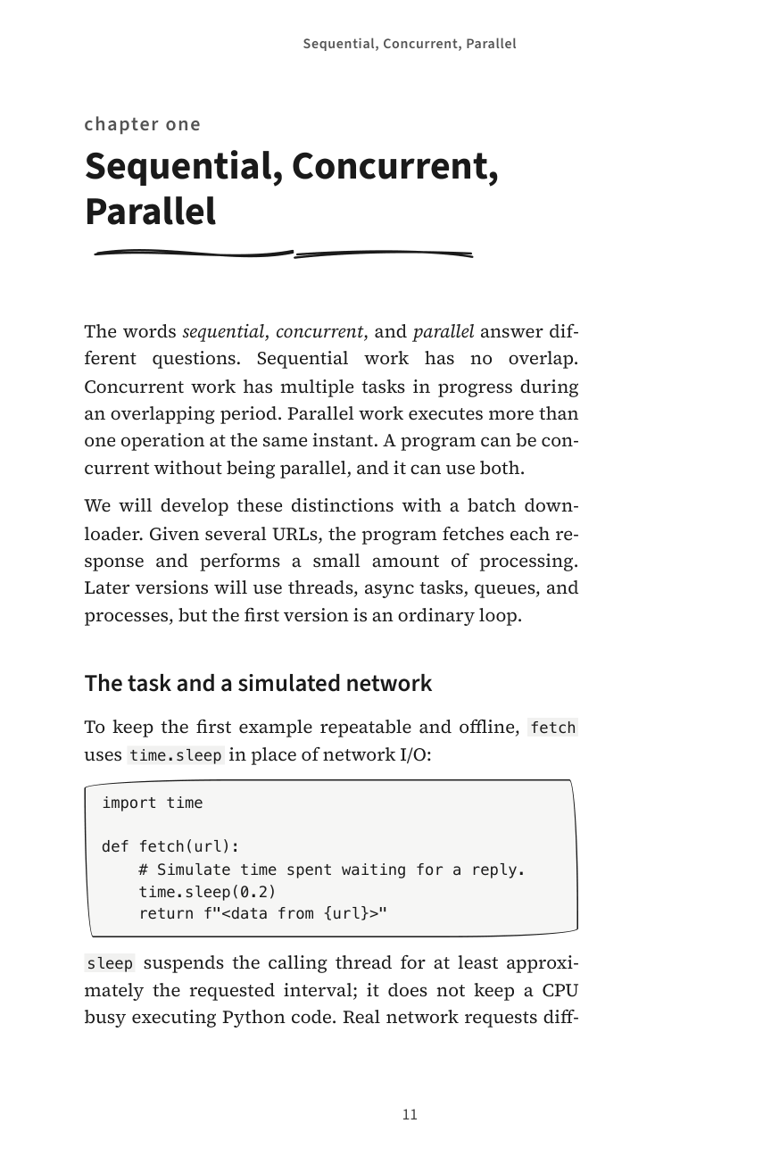 Illustrated Concurrency, Sequential, Concurrent, Parallel, original page 11