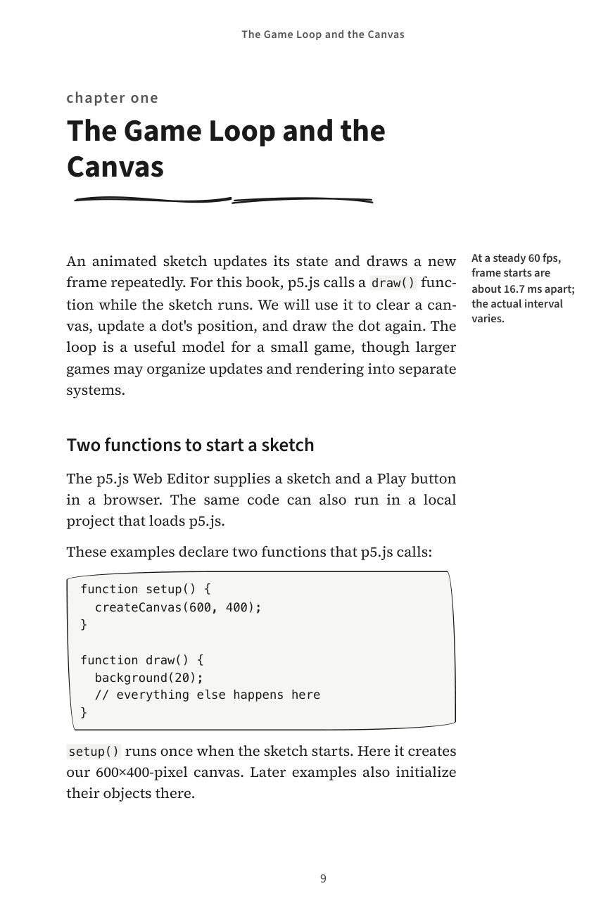 The Nature of Games, The Game Loop and the Canvas, original page 9